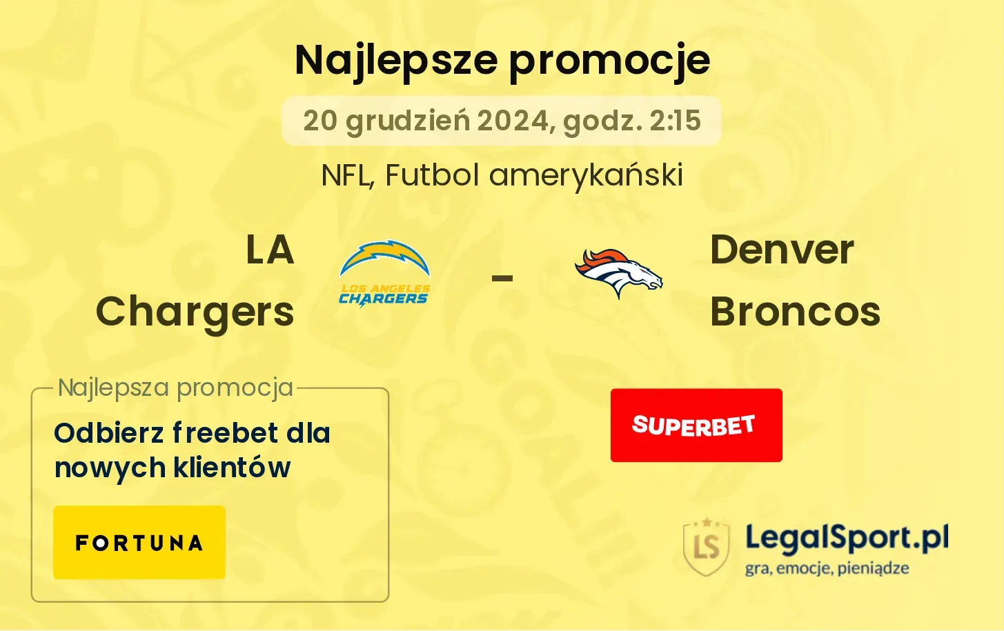 Denver Broncos - LA Chargers promocje bonusy na mecz