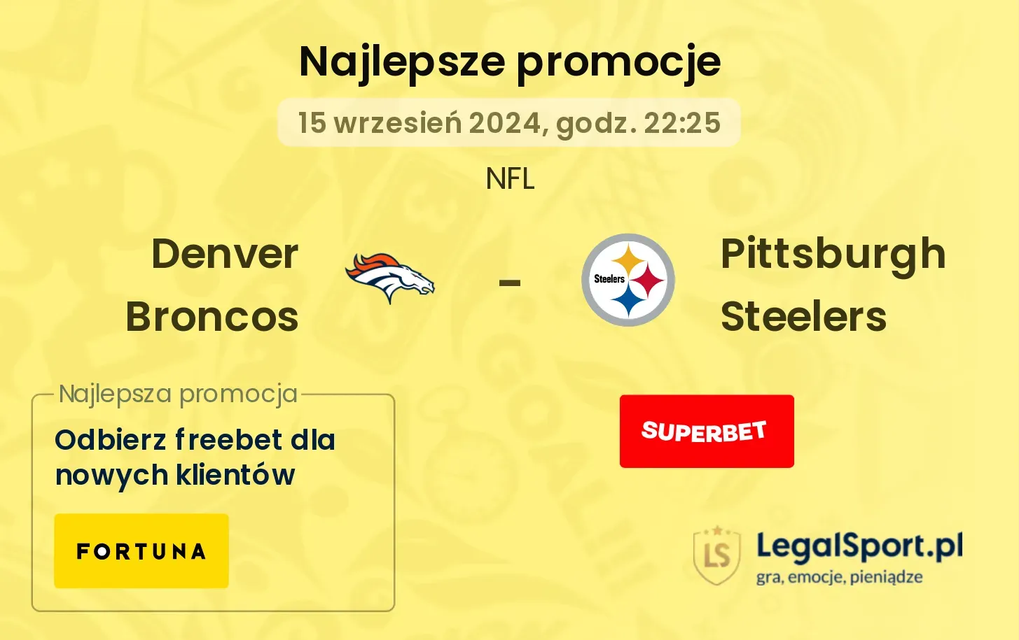 Denver Broncos -  Pittsburgh Steelers promocje bonusy na mecz