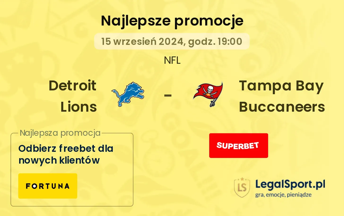 Detroit Lions - Tampa Bay Buccaneers promocje bonusy na mecz