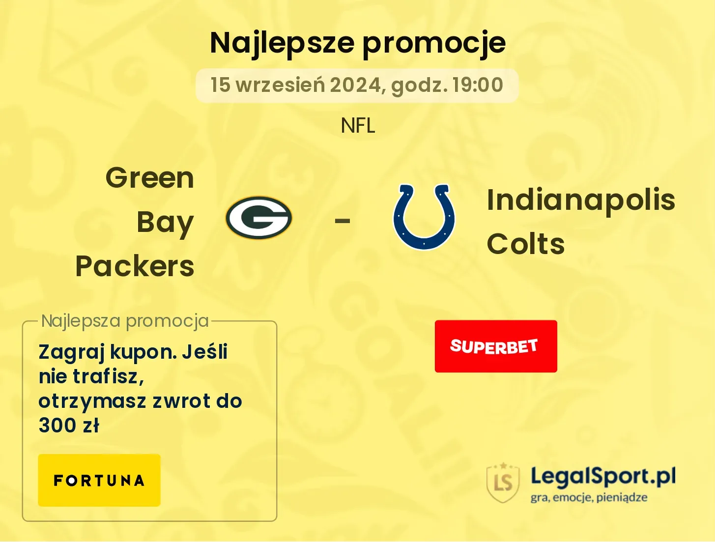 Green Bay Packers - Indianapolis Colts promocje bonusy na mecz