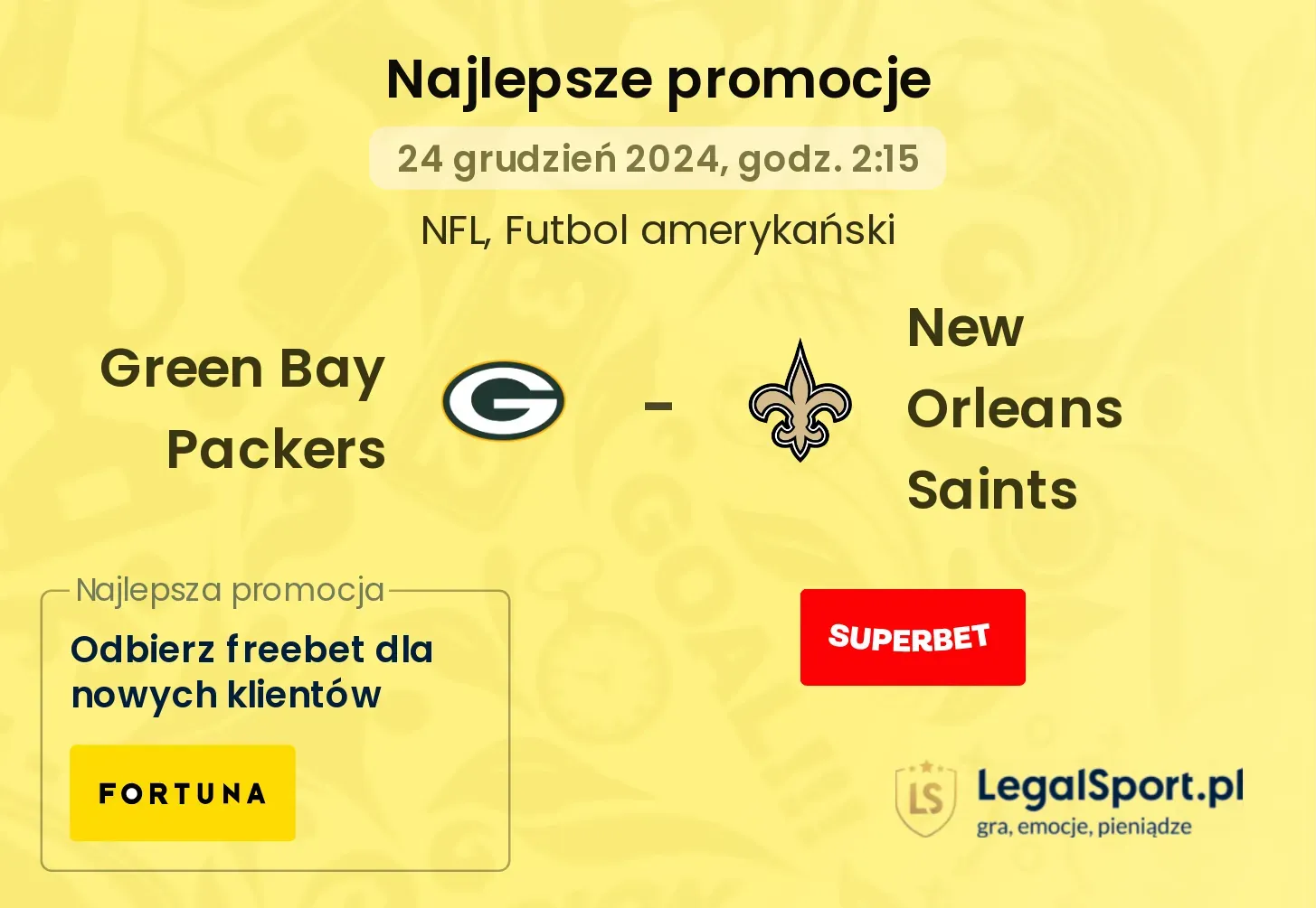 Green Bay Packers - New Orleans Saints promocje bonusy na mecz