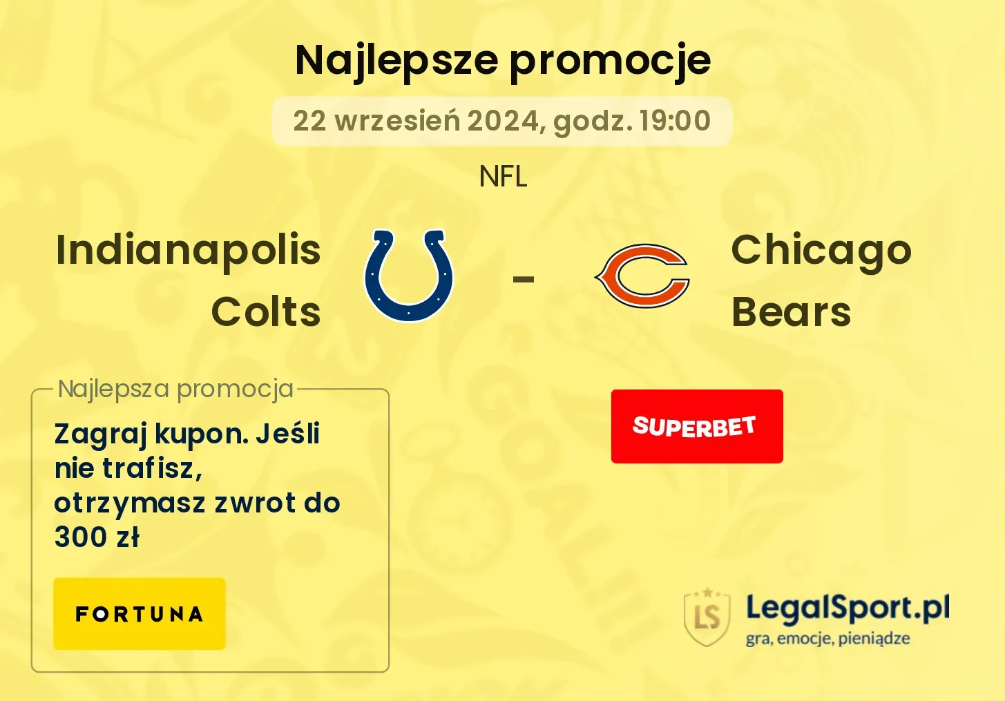 Indianapolis Colts - Chicago Bears promocje bonusy na mecz