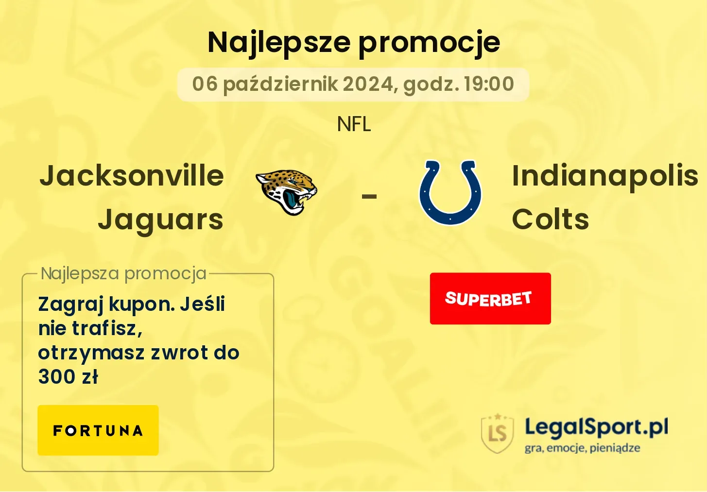 Jacksonville Jaguars - Indianapolis Colts promocje bonusy na mecz