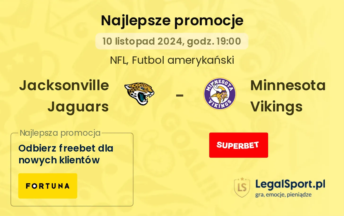 Jacksonville Jaguars - Minnesota Vikings promocje bonusy na mecz