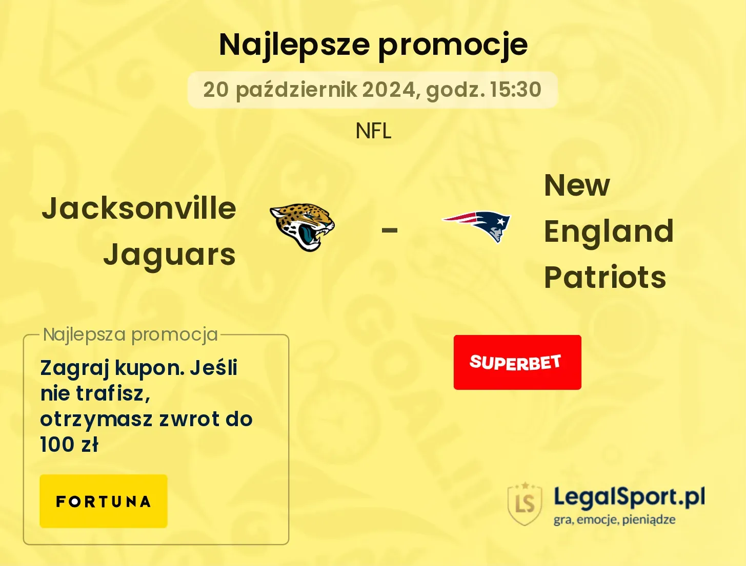 Jacksonville Jaguars - New England Patriots promocje bonusy na mecz