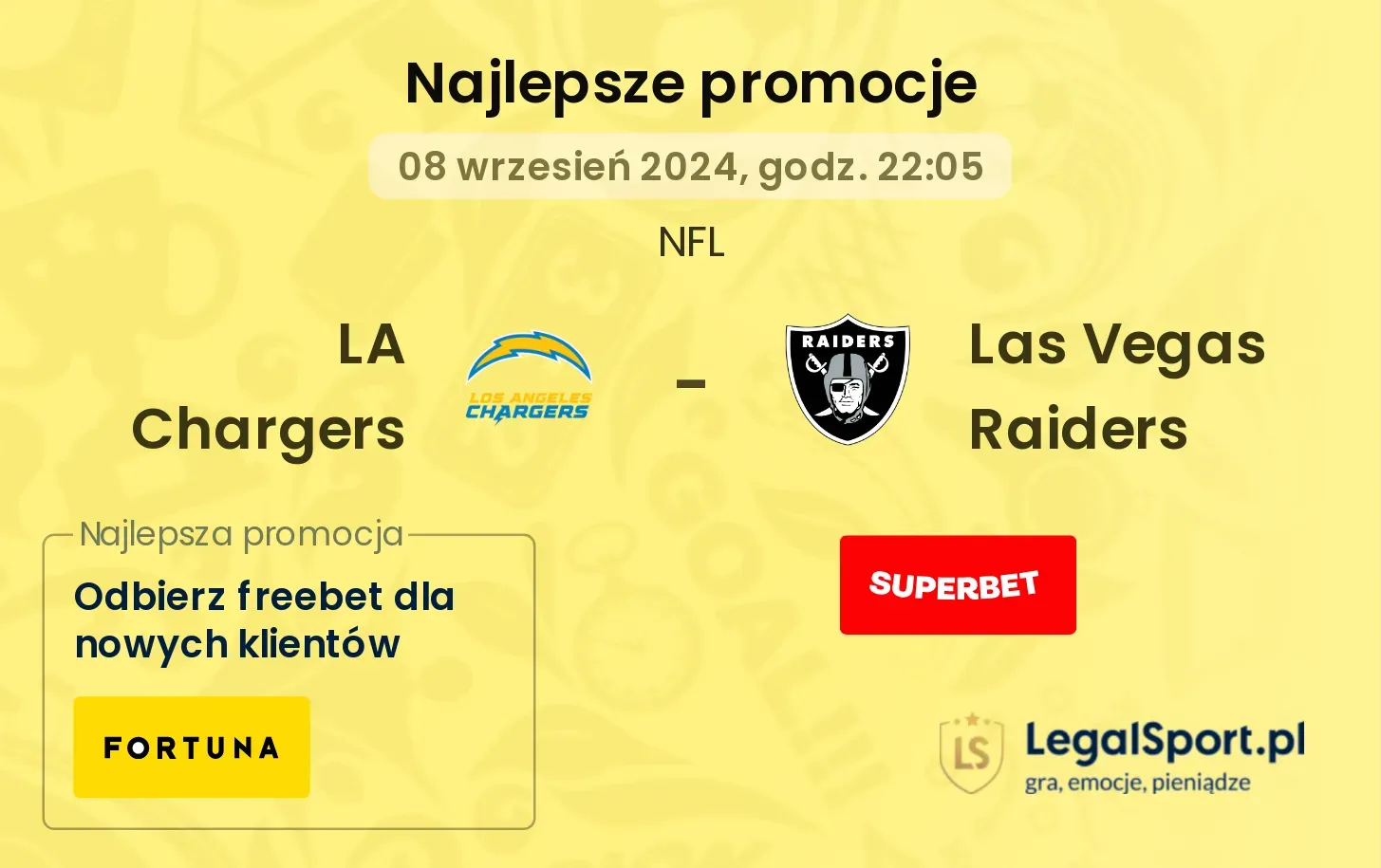 LA Chargers - Las Vegas Raiders promocje bonusy na mecz