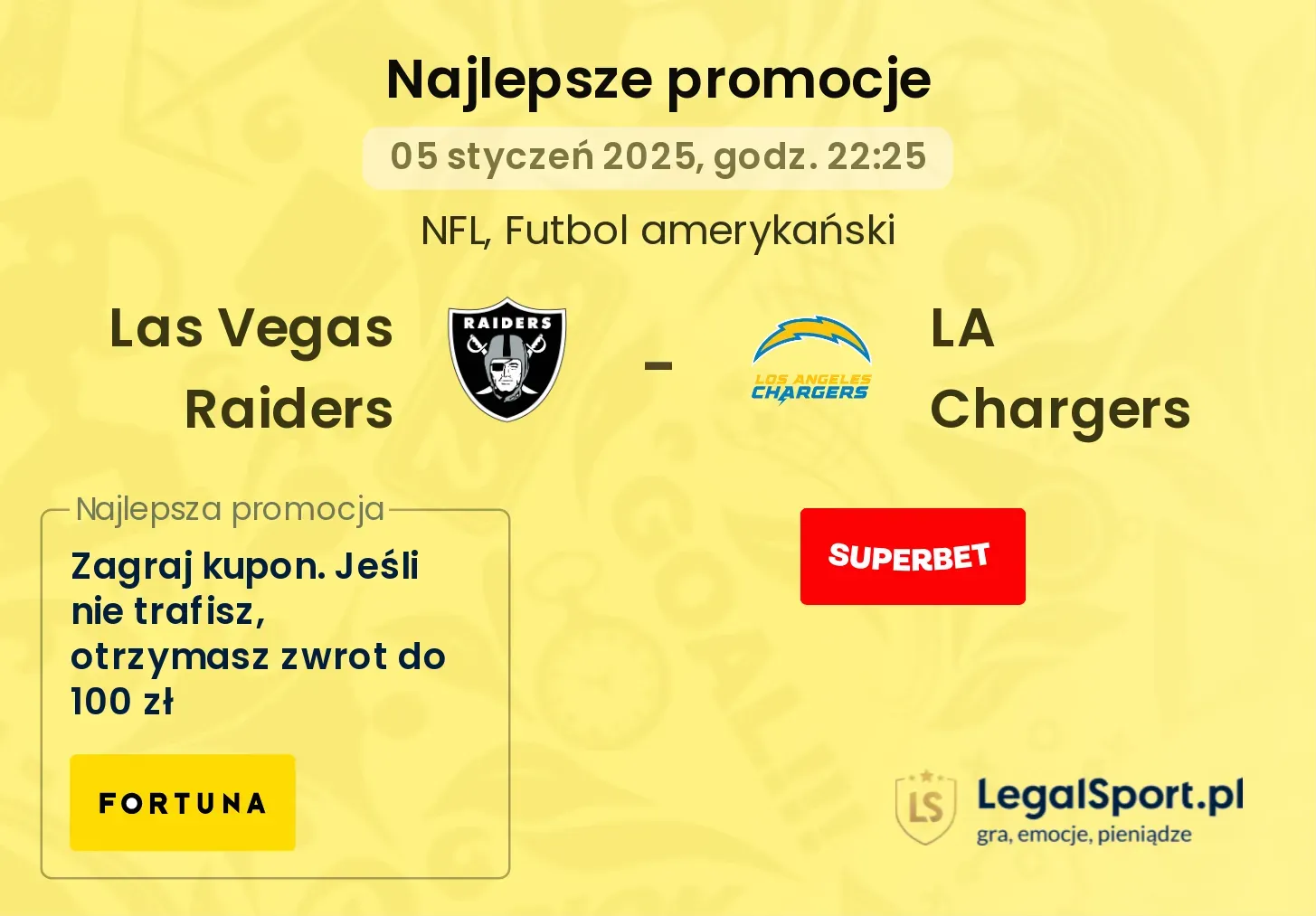 Las Vegas Raiders - LA Chargers promocje bukmacherskie