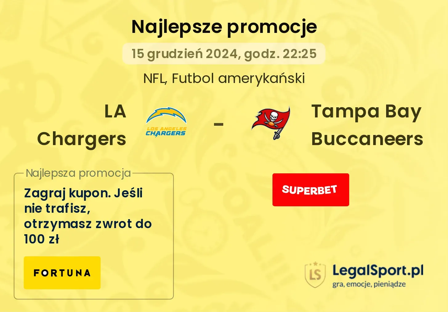 LA Chargers - Tampa Bay Buccaneers promocje u bukmacherów