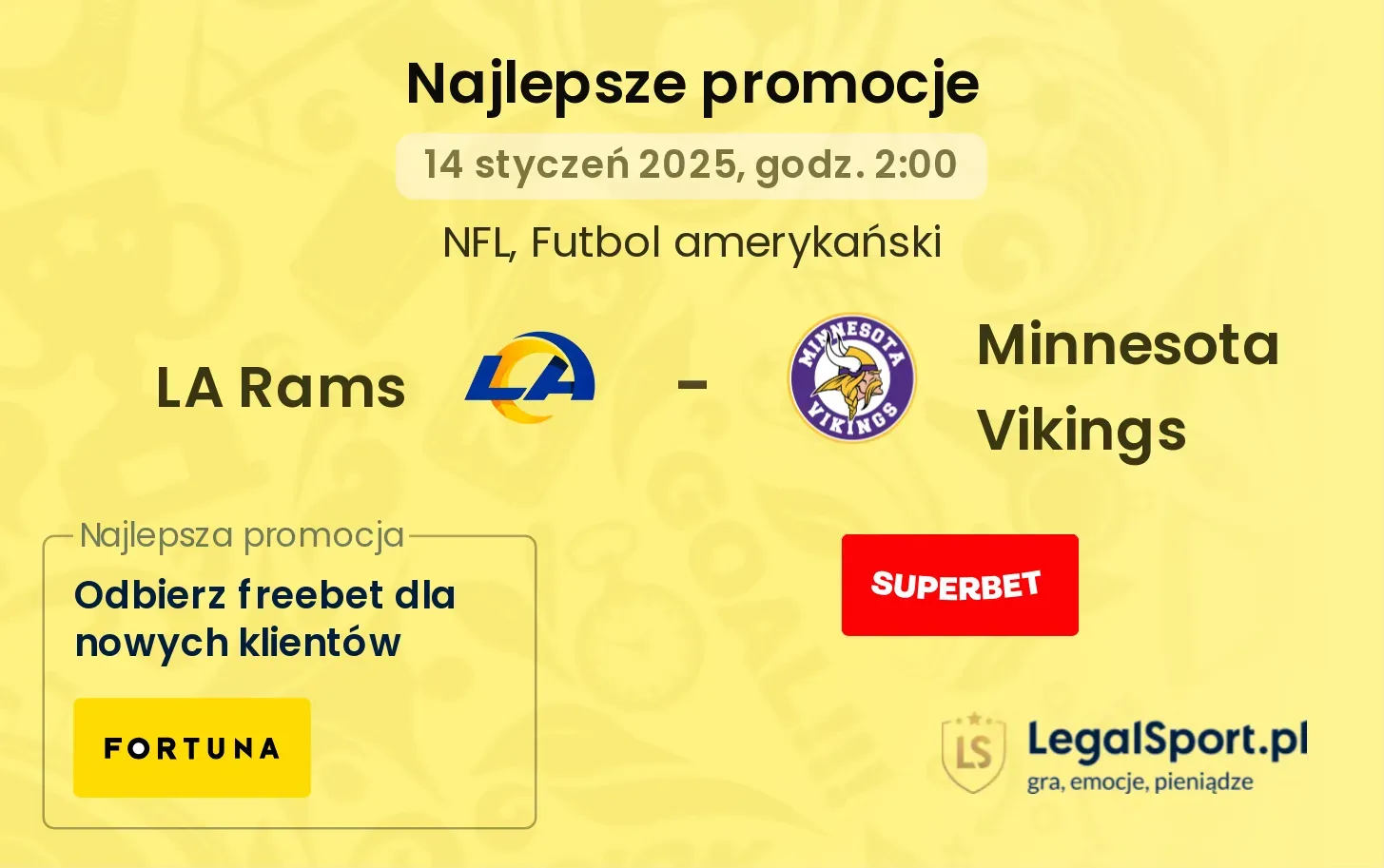 LA Rams - Minnesota Vikings promocje u bukmacherów