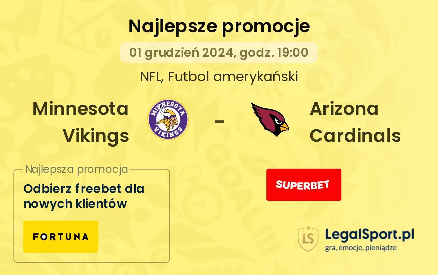 Minnesota Vikings - Arizona Cardinals promocje bonusy na mecz