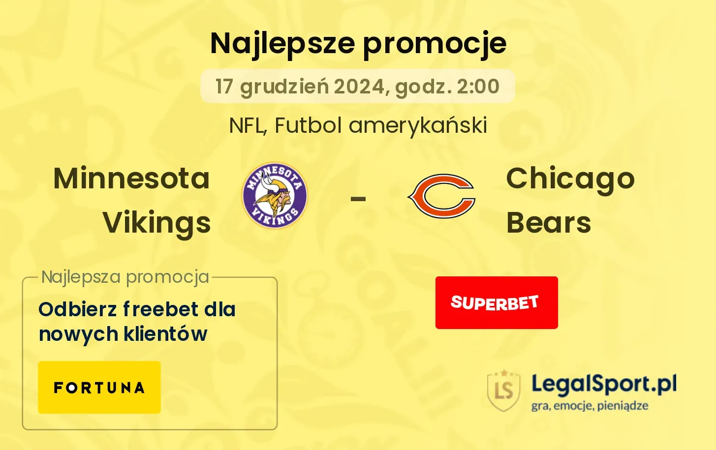 Minnesota Vikings - Chicago Bears promocje bonusy na mecz