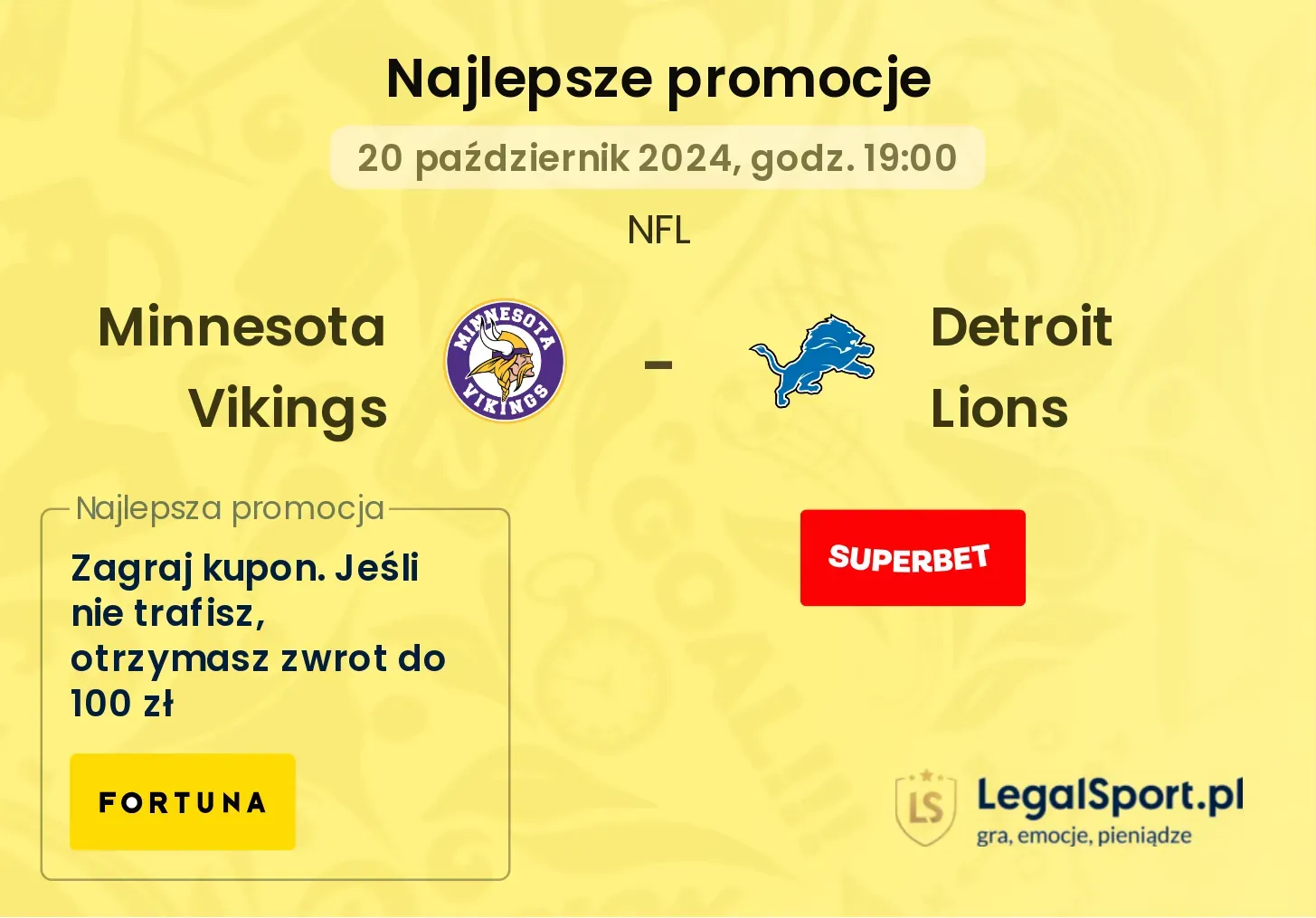 Minnesota Vikings - Detroit Lions promocje bonusy na mecz