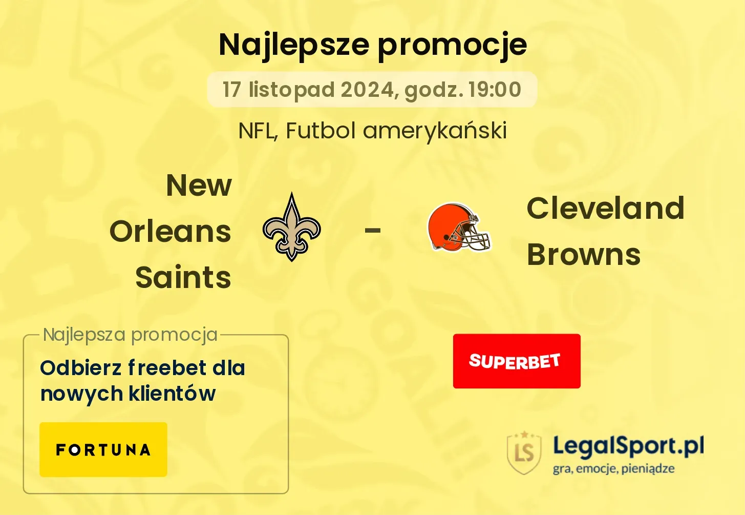 New Orleans Saints -  Cleveland Browns promocje bonusy na mecz