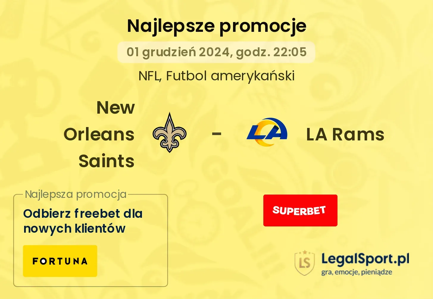 New Orleans Saints - LA Rams promocje bonusy na mecz