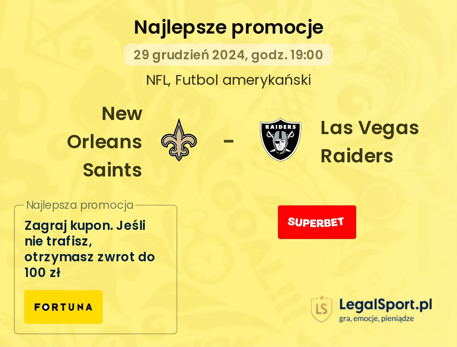 New Orleans Saints - Las Vegas Raiders promocje bonusy na mecz