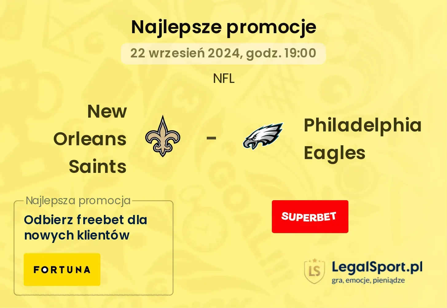 New Orleans Saints - Philadelphia Eagles promocje bonusy na mecz