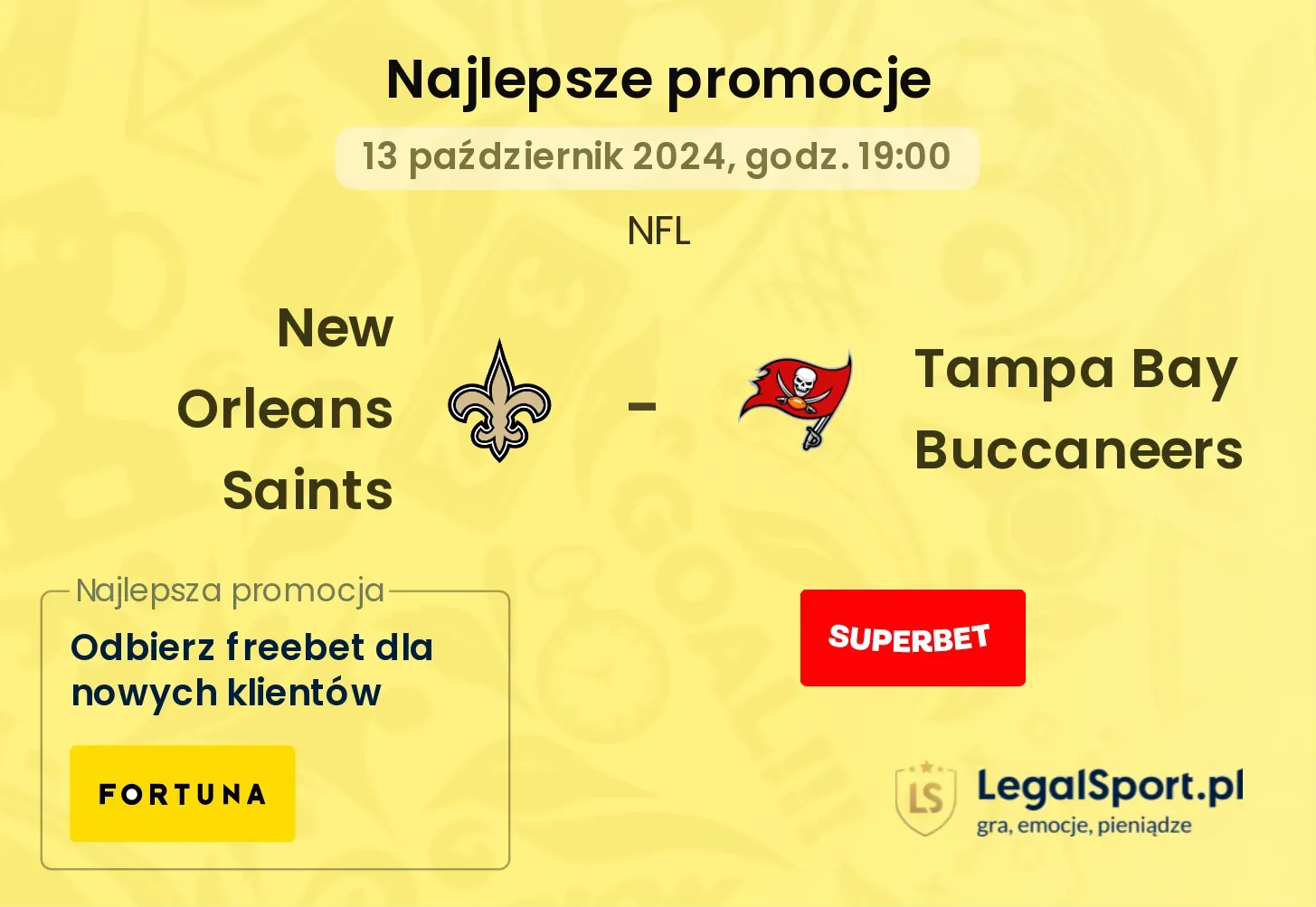 New Orleans Saints - Tampa Bay Buccaneers promocje bonusy na mecz