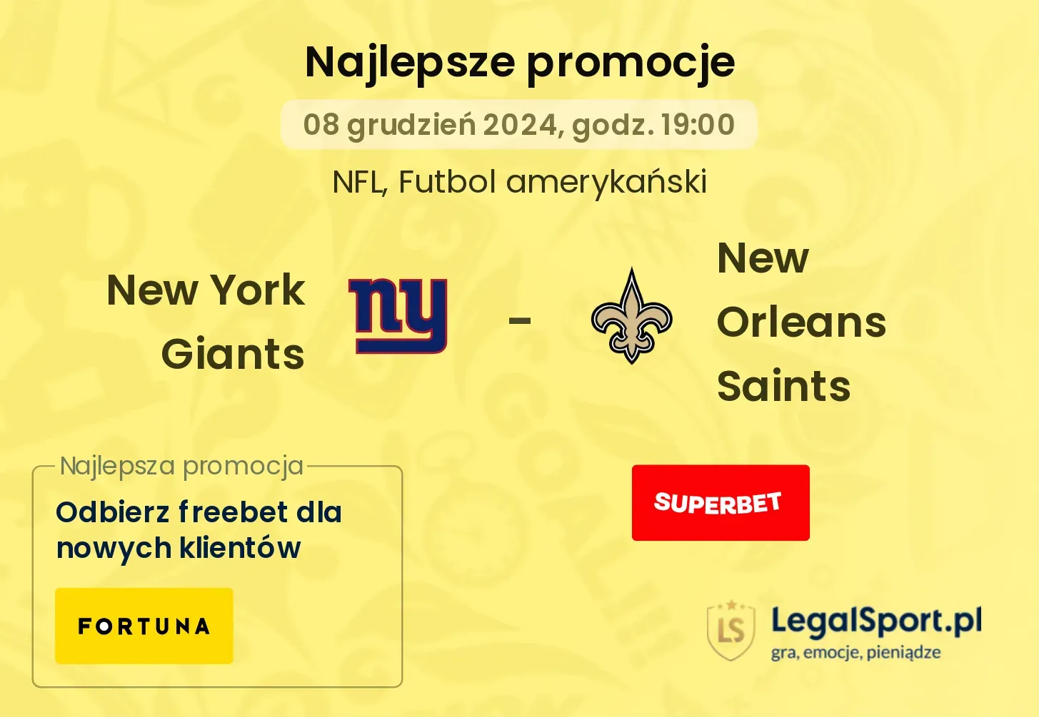 New York Giants - New Orleans Saints promocje bonusy na mecz