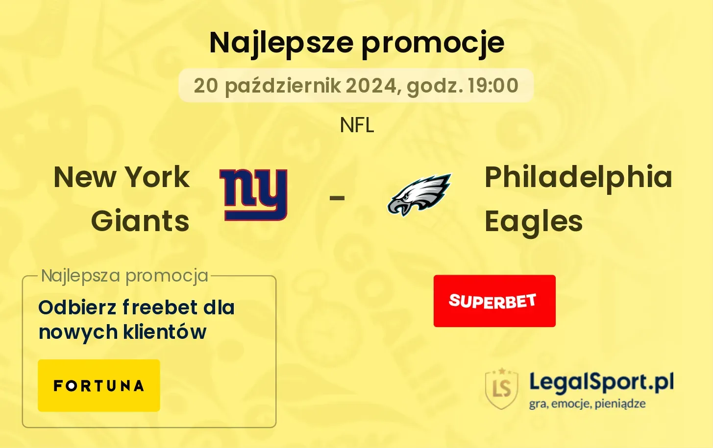 New York Giants - Philadelphia Eagles promocje bonusy na mecz