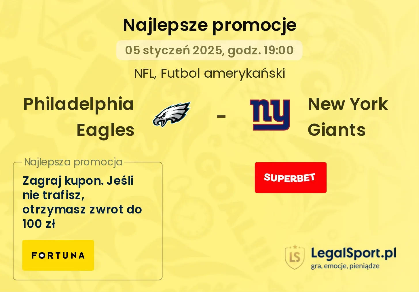 Philadelphia Eagles - New York Giants promocje u bukmacherów