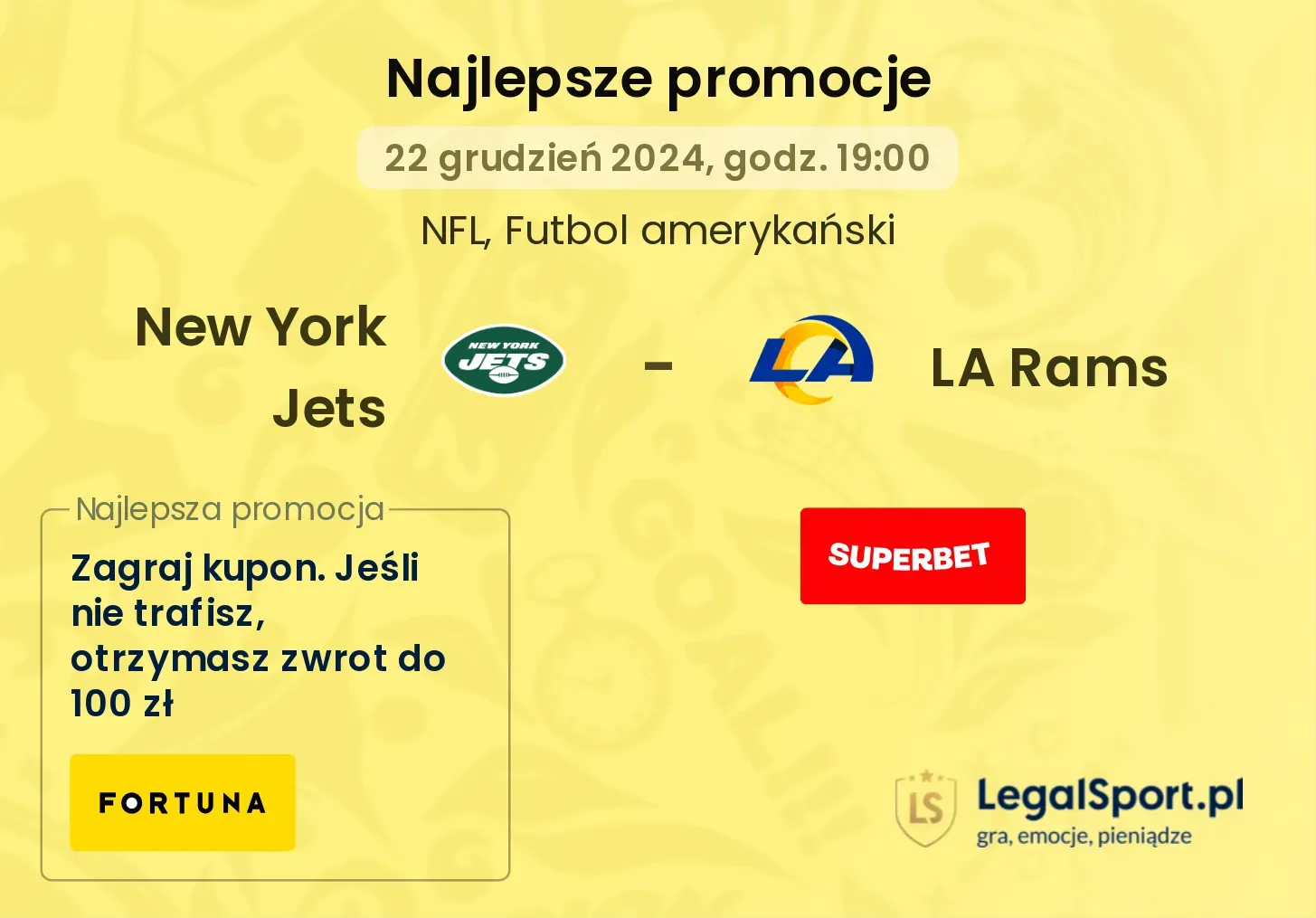 New York Jets - LA Rams promocje bonusy na mecz