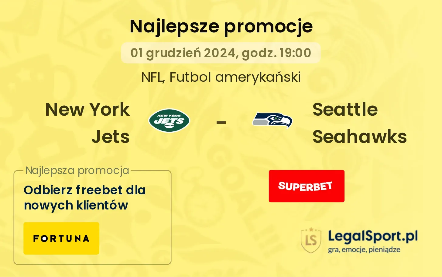 New York Jets - Seattle Seahawks promocje bonusy na mecz