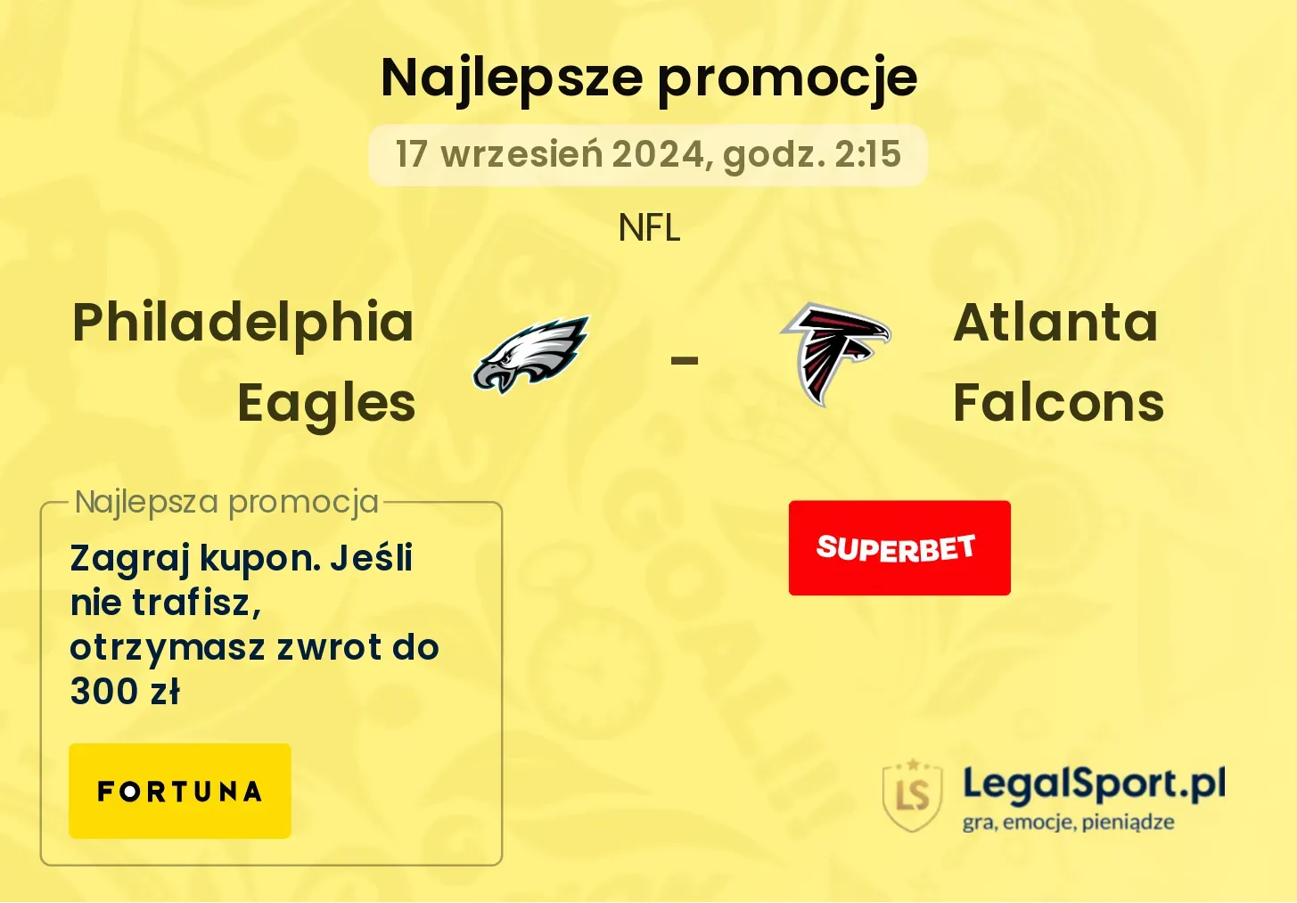 Philadelphia Eagles -  Atlanta Falcons promocje bonusy na mecz