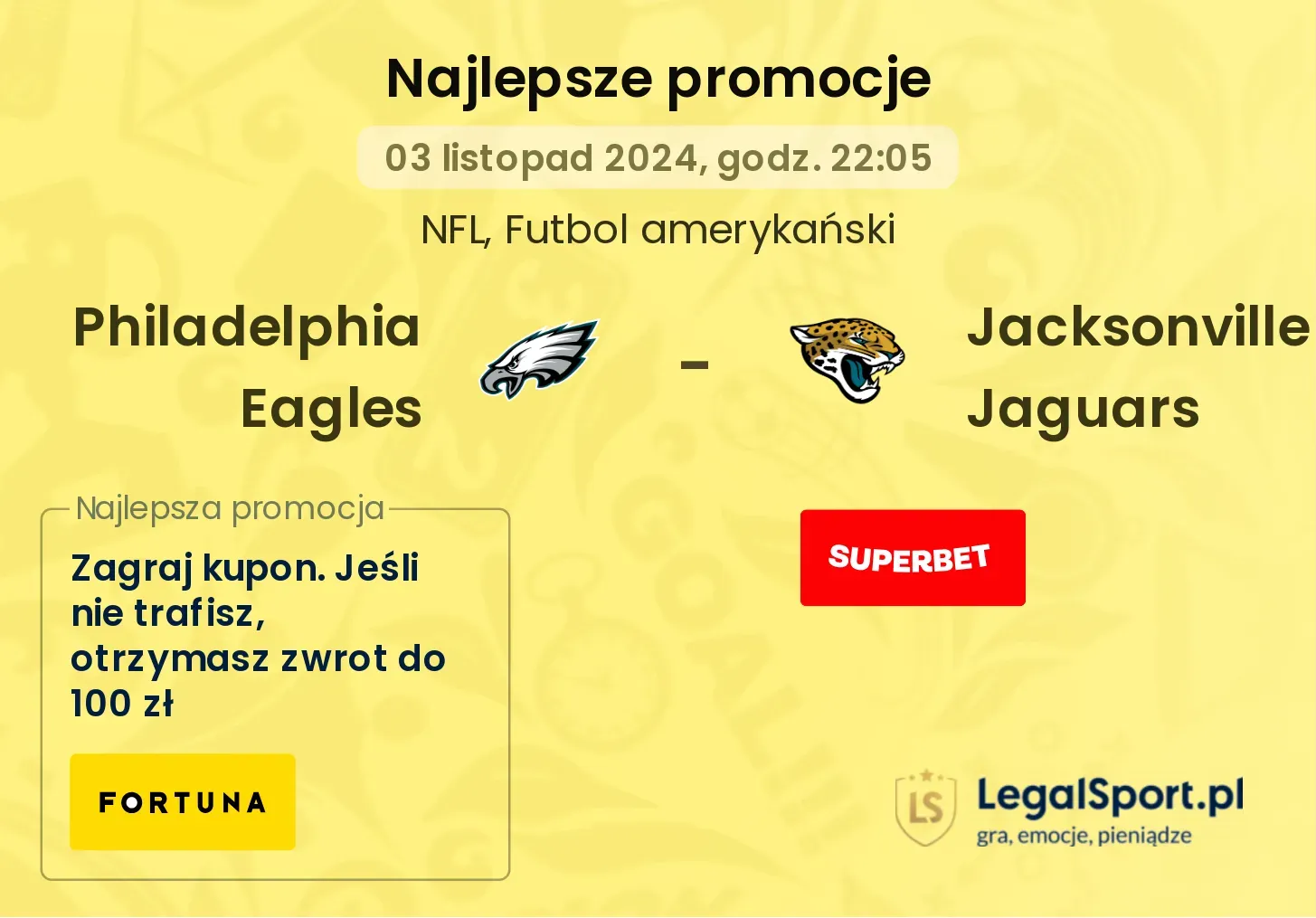 Philadelphia Eagles - Jacksonville Jaguars promocje bonusy na mecz