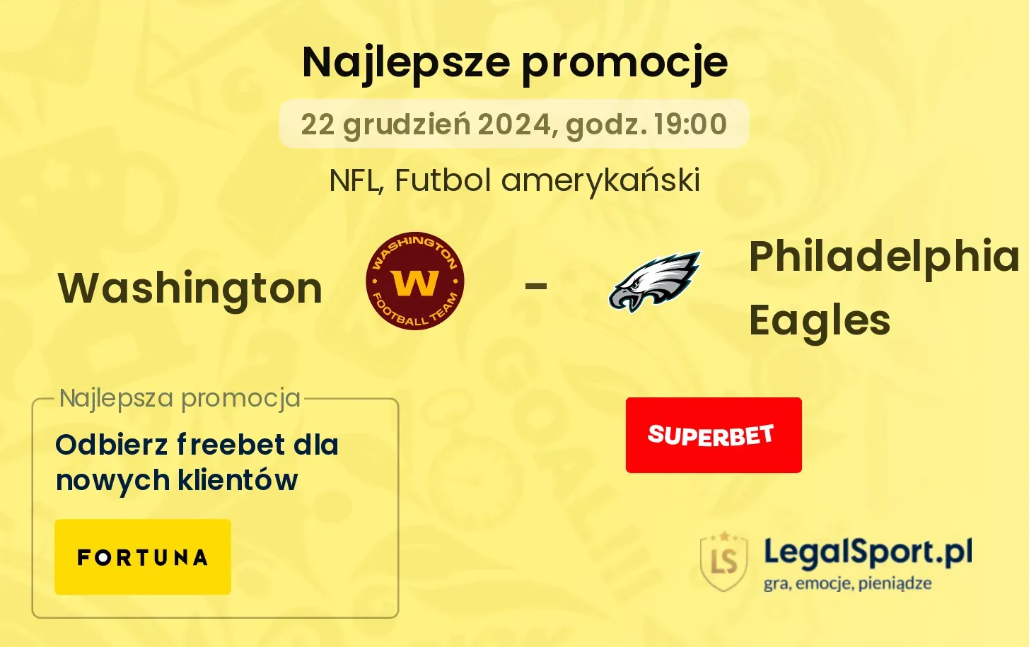 Philadelphia Eagles - Washington promocje bonusy na mecz