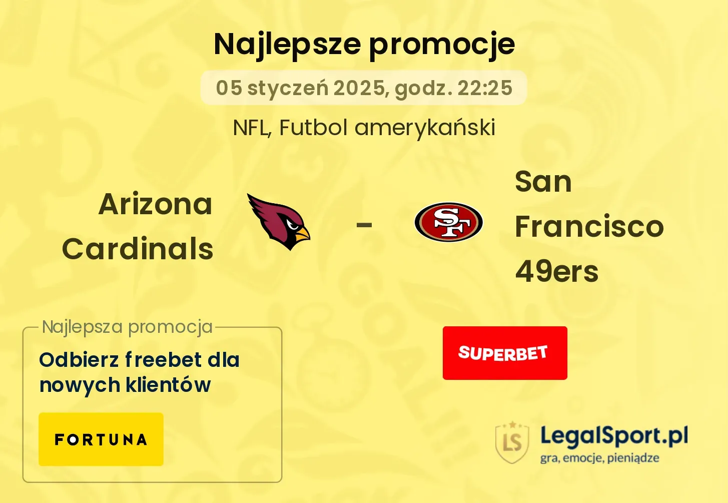 Arizona Cardinals -  San Francisco 49ers promocje bukmacherskie