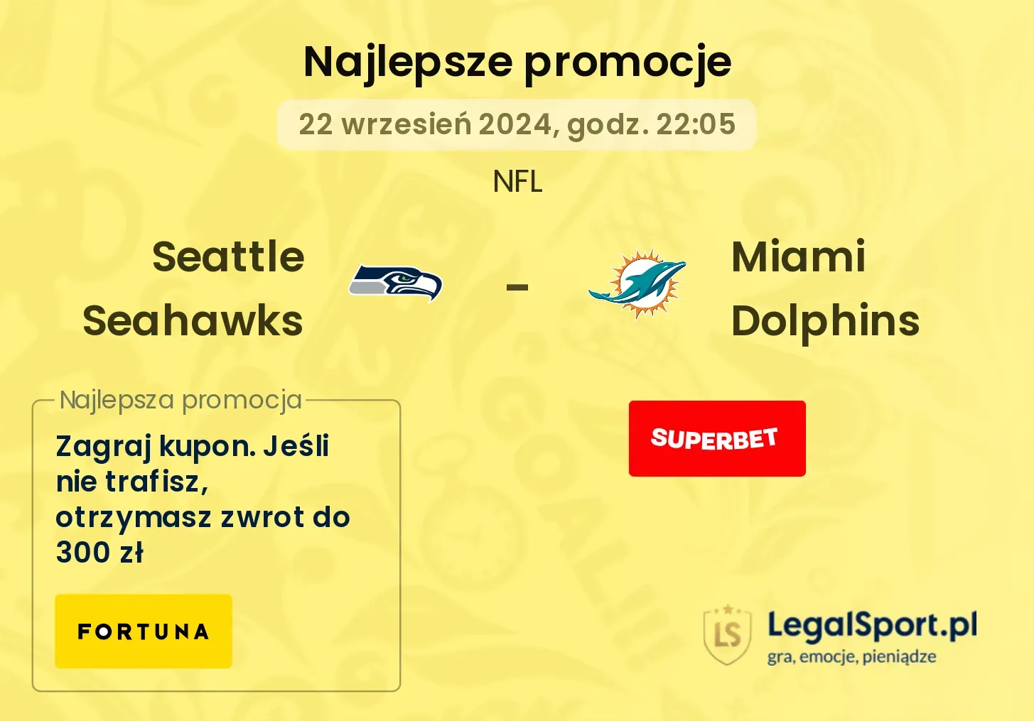 Seattle Seahawks - Miami Dolphins promocje bonusy na mecz