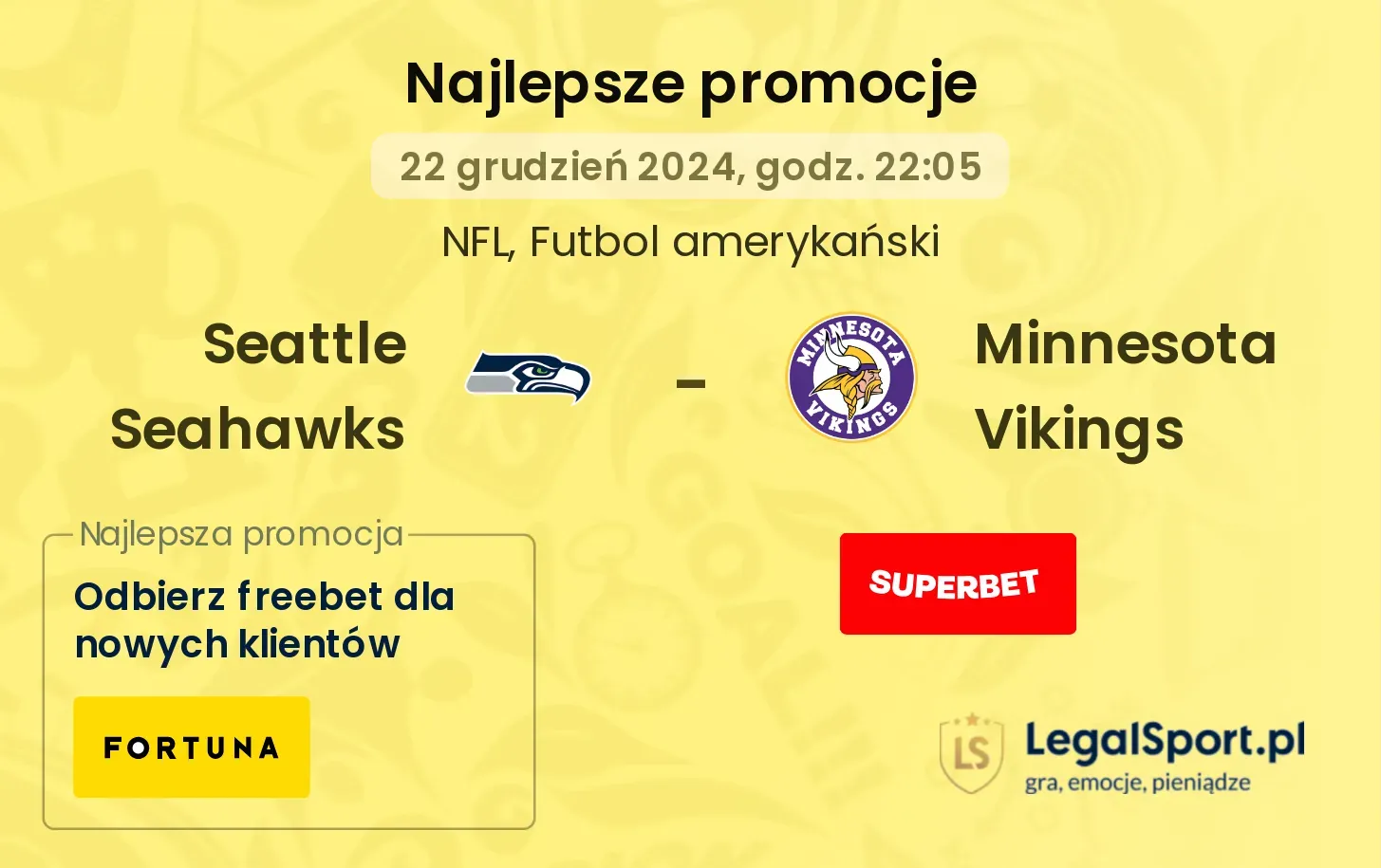 Seattle Seahawks - Minnesota Vikings promocje bonusy na mecz