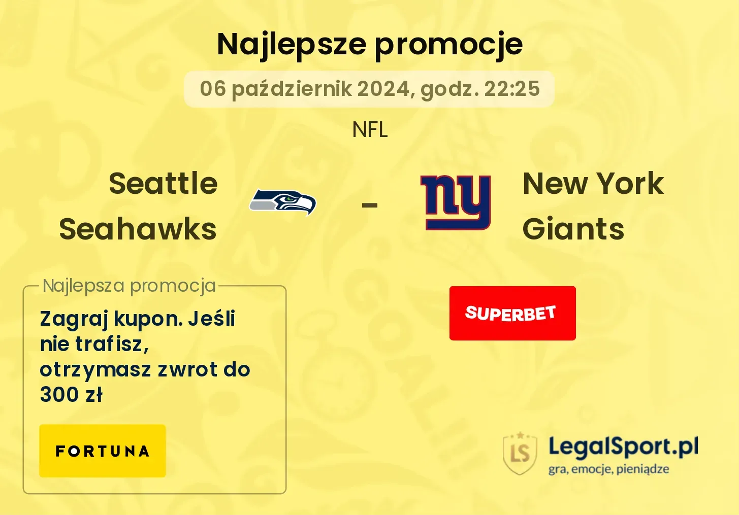 Seattle Seahawks - New York Giants promocje bonusy na mecz