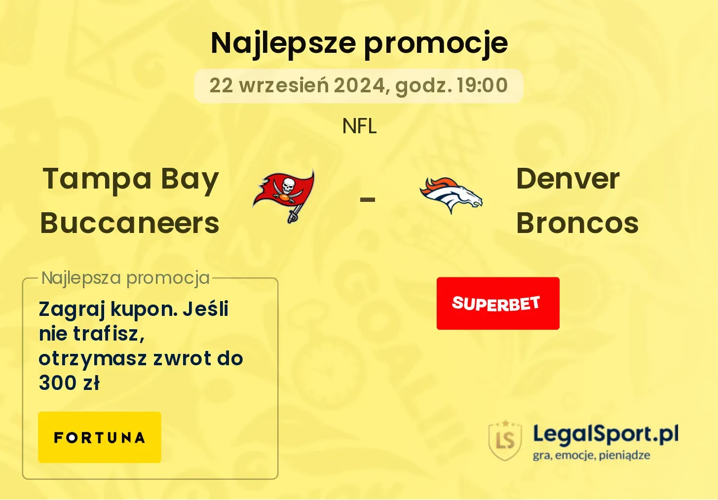 Tampa Bay Buccaneers - Denver Broncos promocje bonusy na mecz