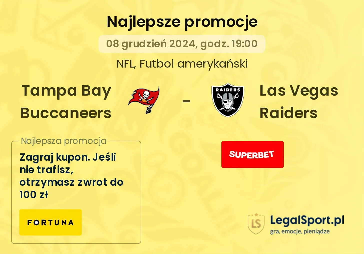 Tampa Bay Buccaneers - Las Vegas Raiders promocje bonusy na mecz