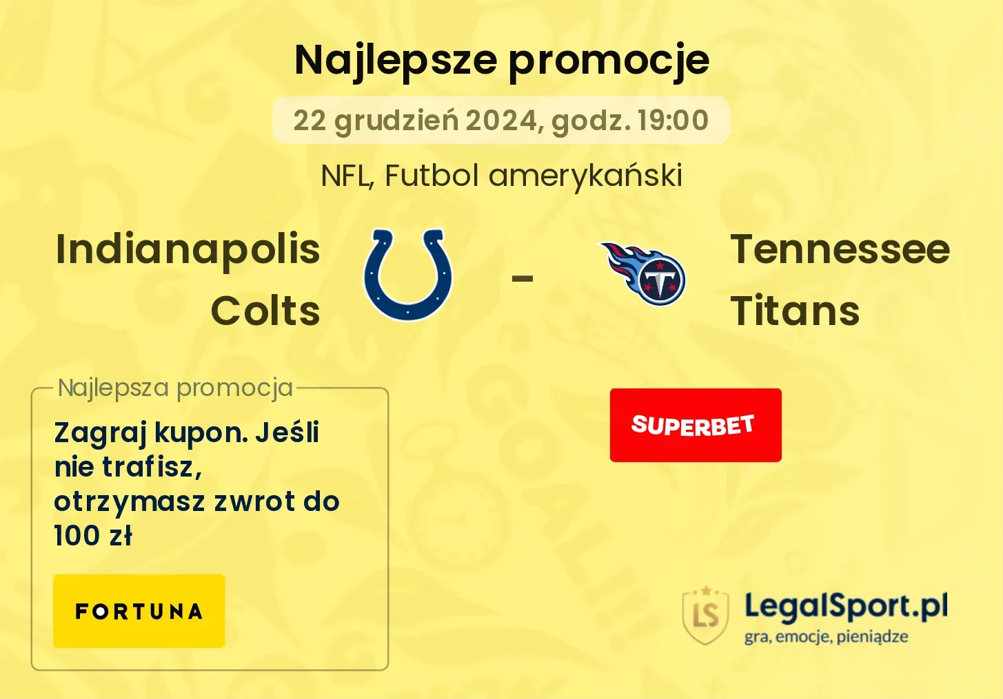 Indianapolis Colts - Tennessee Titans promocje u bukmacherów