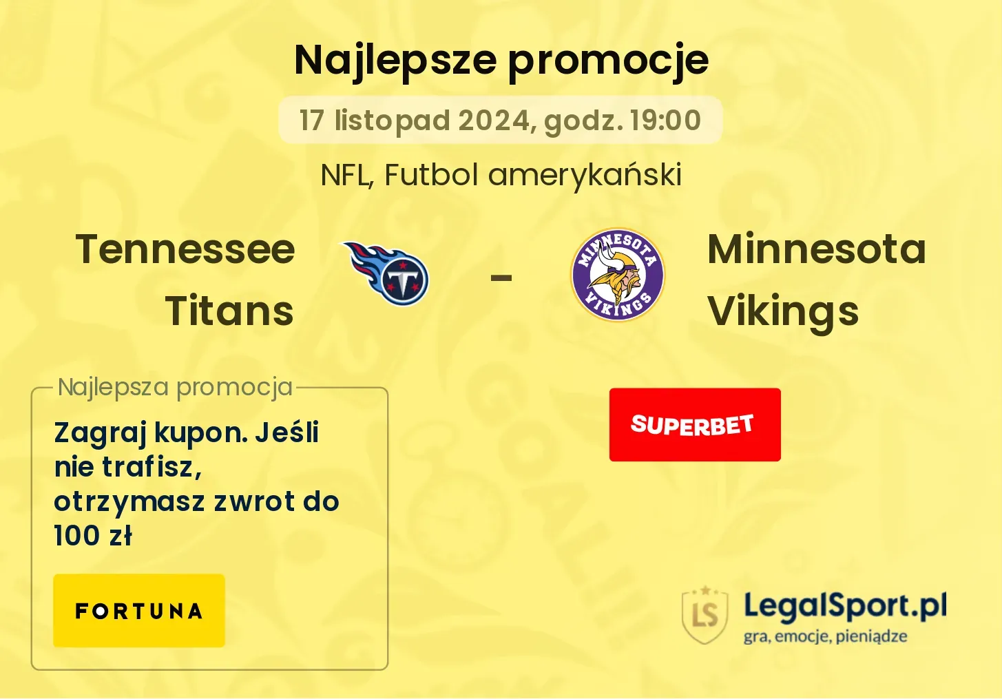 Tennessee Titans - Minnesota Vikings promocje bonusy na mecz