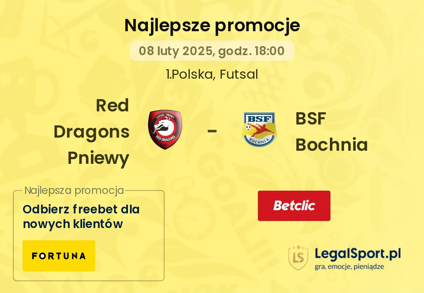 BSF Bochnia - Red Dragons Pniewy promocje u bukmacherów 09.10, 18:00