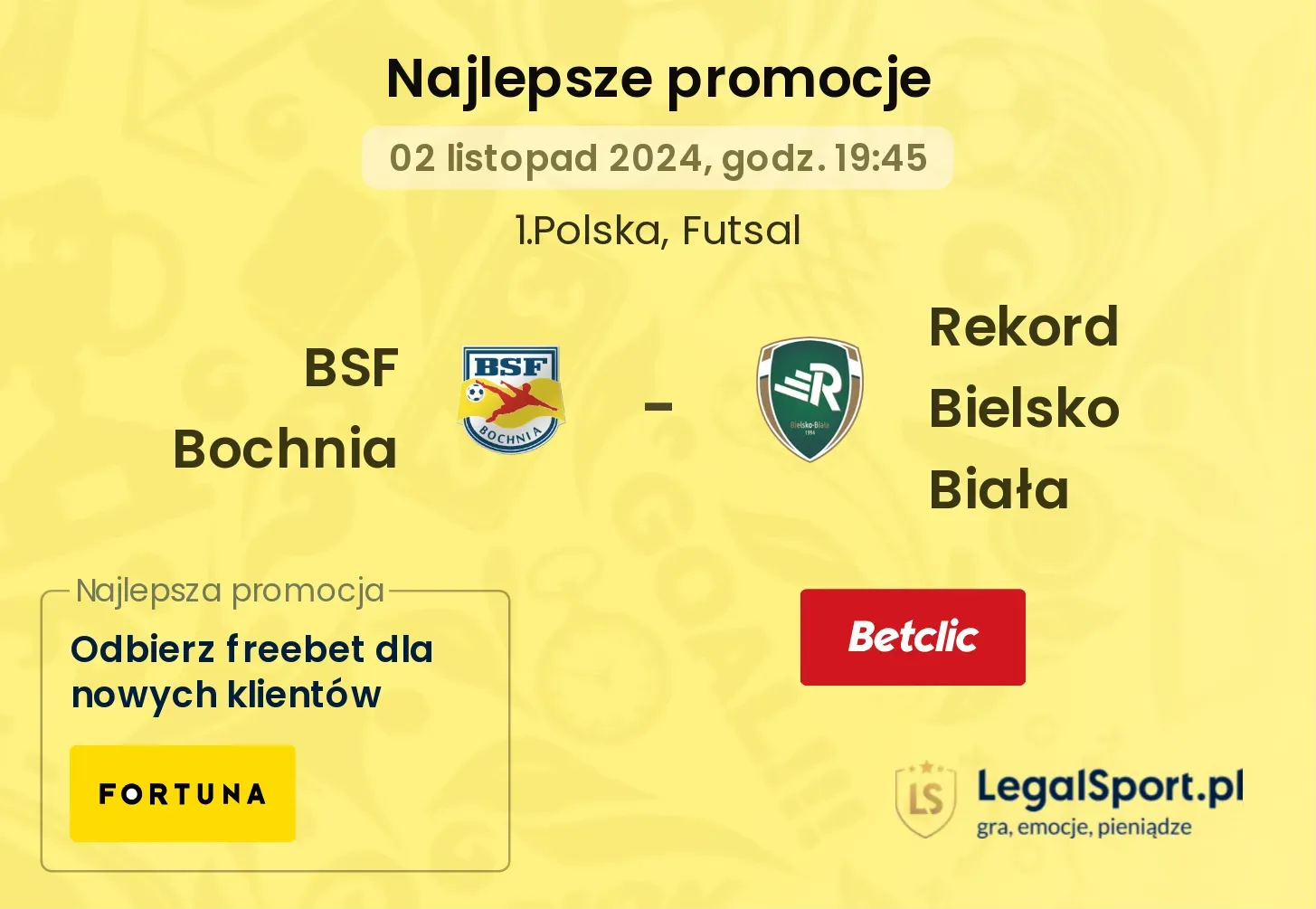 BSF Bochnia - Rekord Bielsko Biała promocje bonusy na mecz