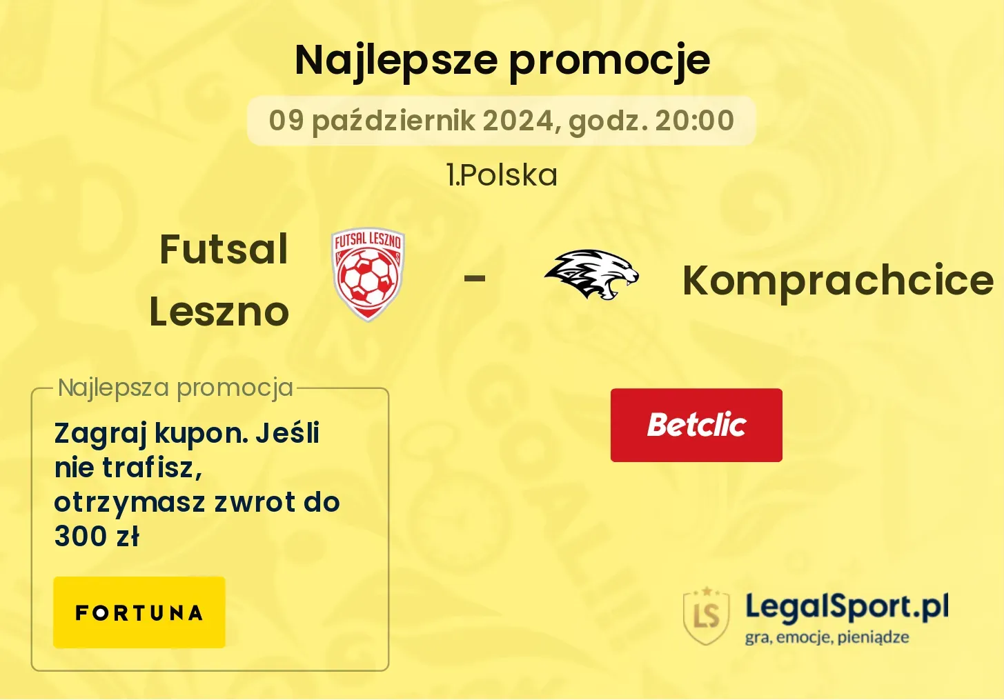 Futsal Leszno - Komprachcice promocje bonusy na mecz