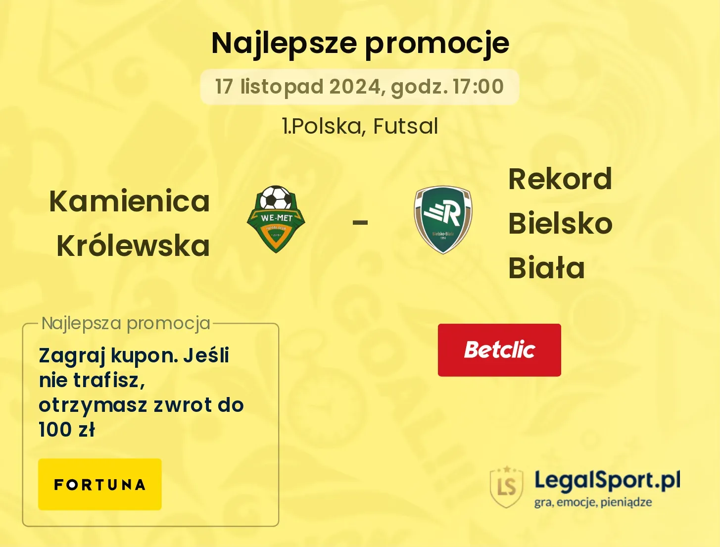 Kamienica Królewska - Rekord Bielsko Biała promocje bonusy na mecz