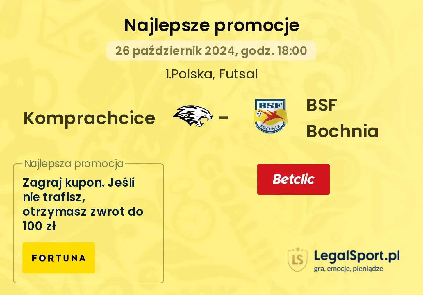 Komprachcice - BSF Bochnia promocje bonusy na mecz