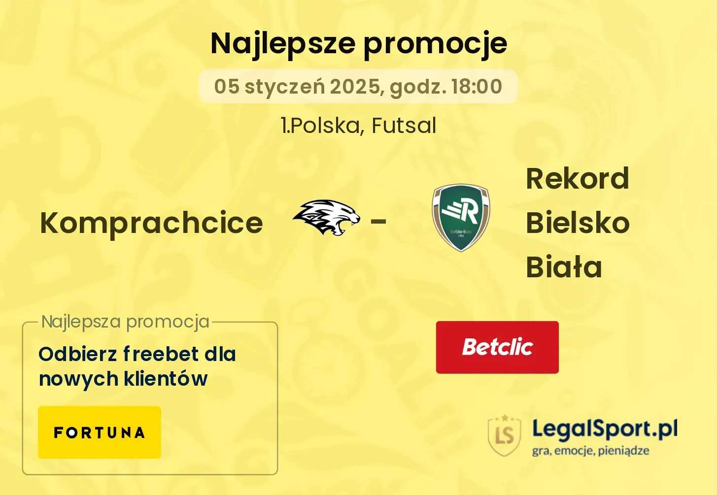 Komprachcice - Rekord Bielsko Biała promocje bonusy na mecz