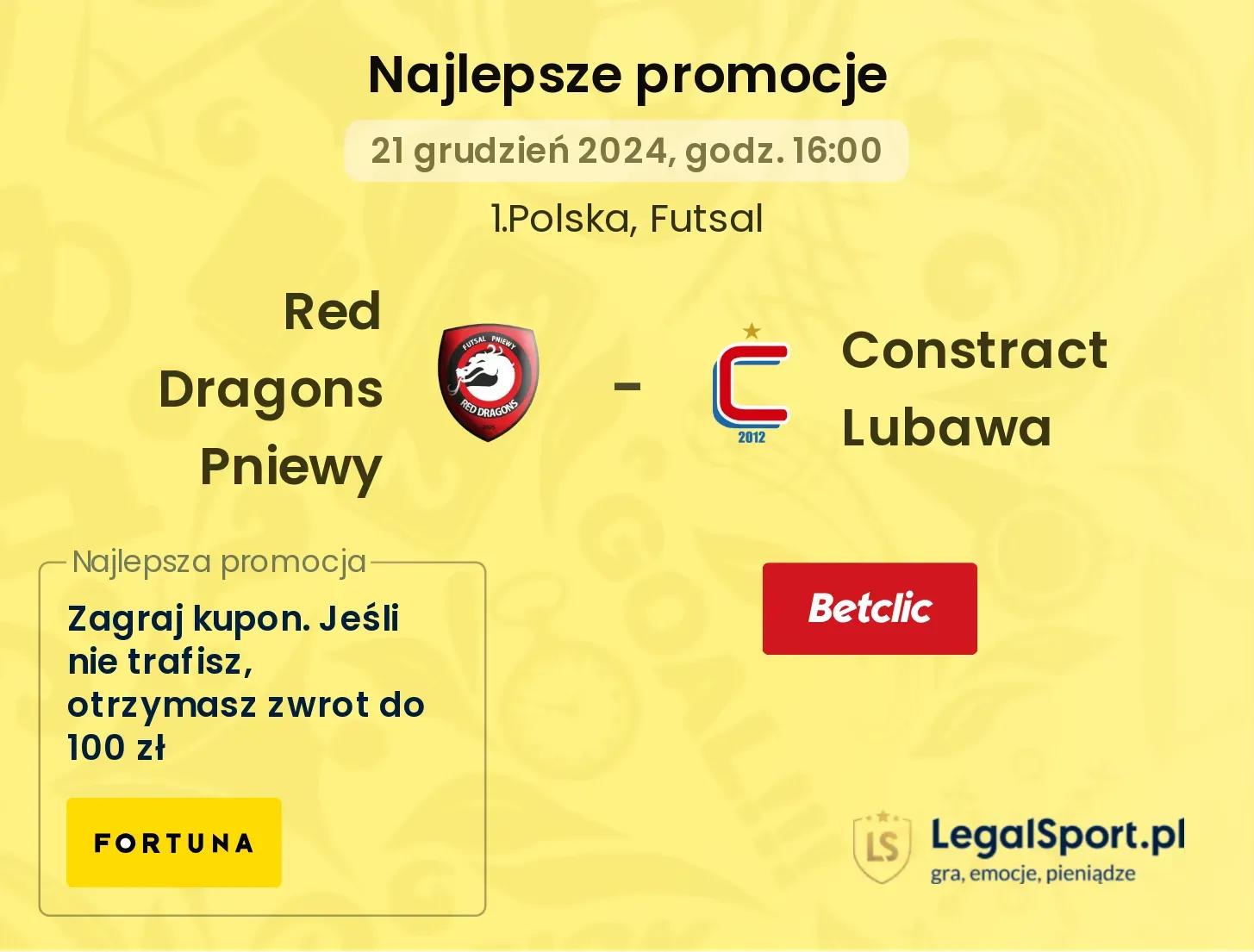 Red Dragons Pniewy - Constract Lubawa promocje u bukmacherów