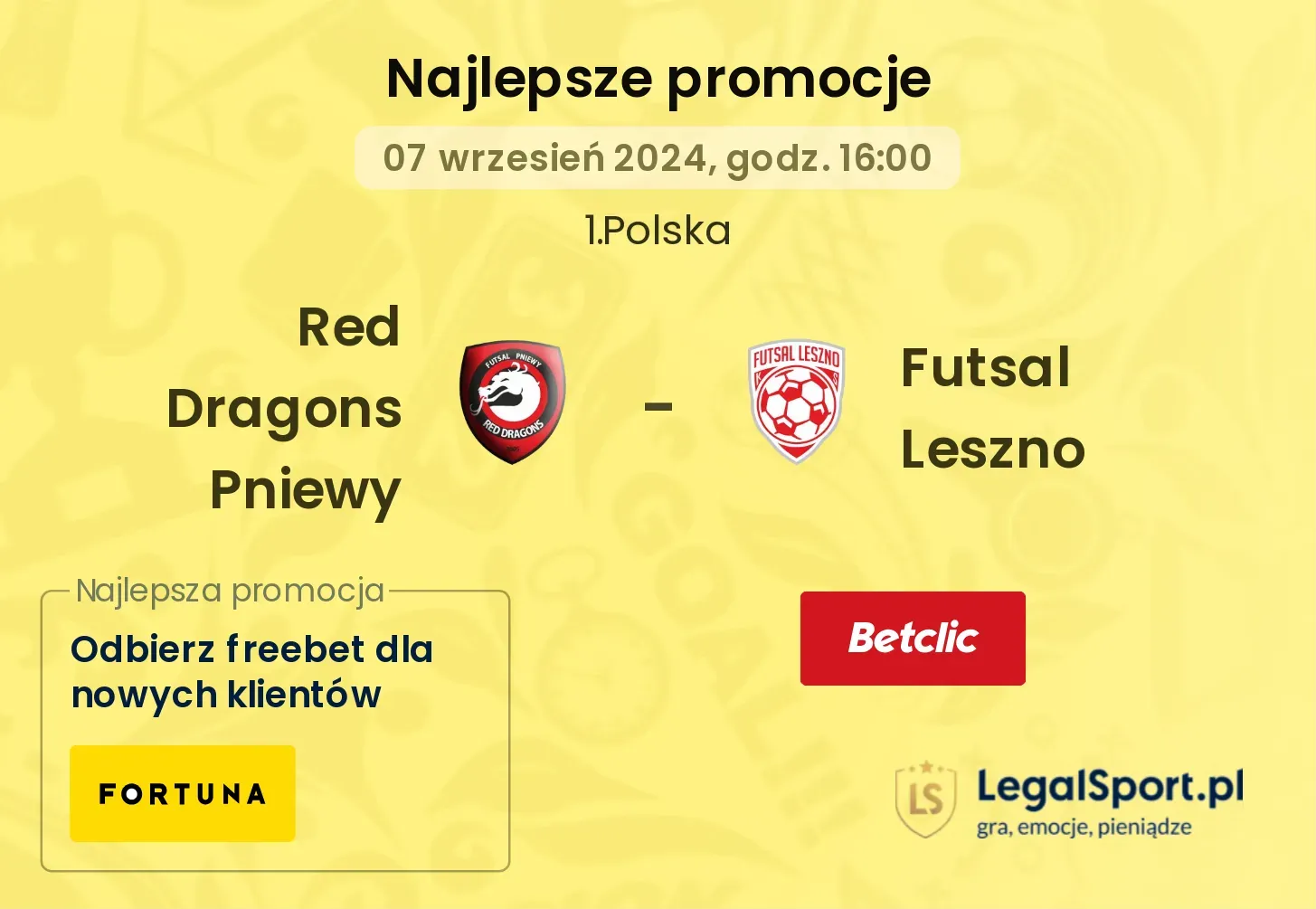 Red Dragons Pniewy - Futsal Leszno promocje bonusy na mecz