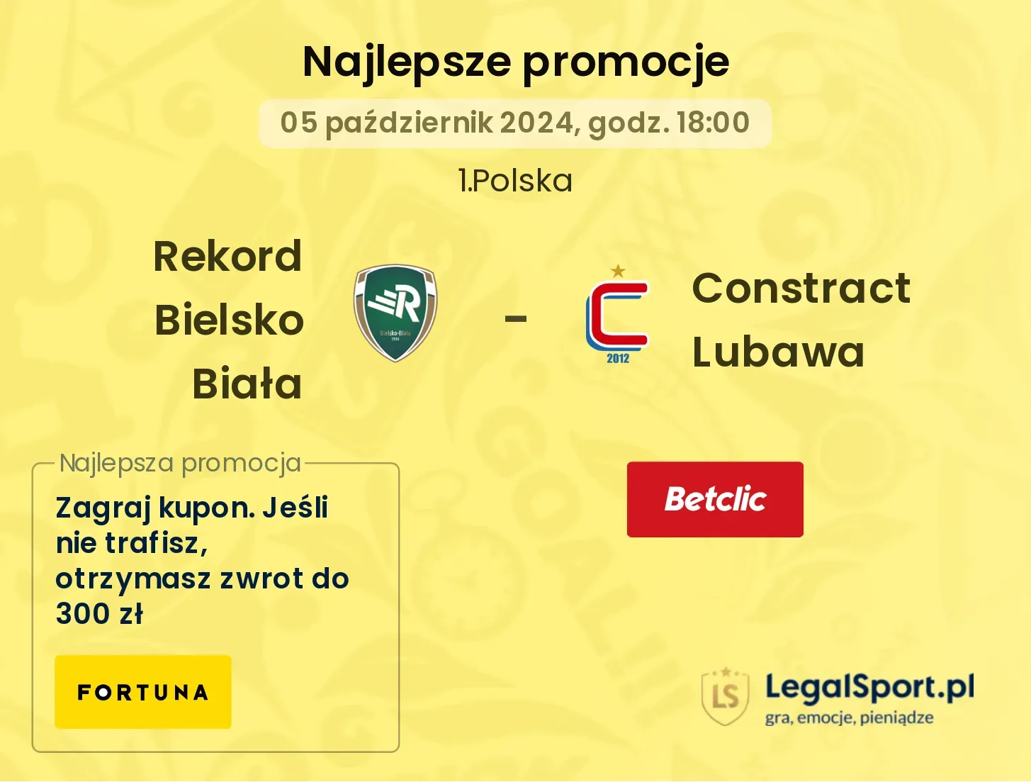 Rekord Bielsko Biała - Constract Lubawa promocje bonusy na mecz