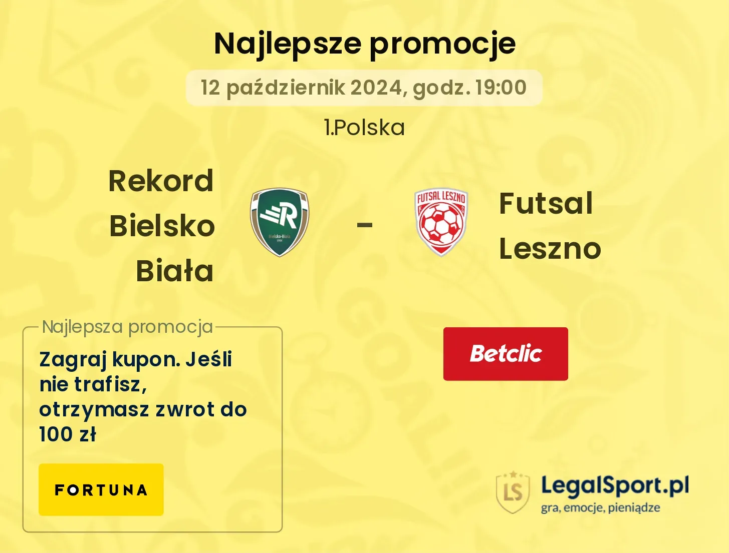 Rekord Bielsko Biała - Futsal Leszno promocje bonusy na mecz