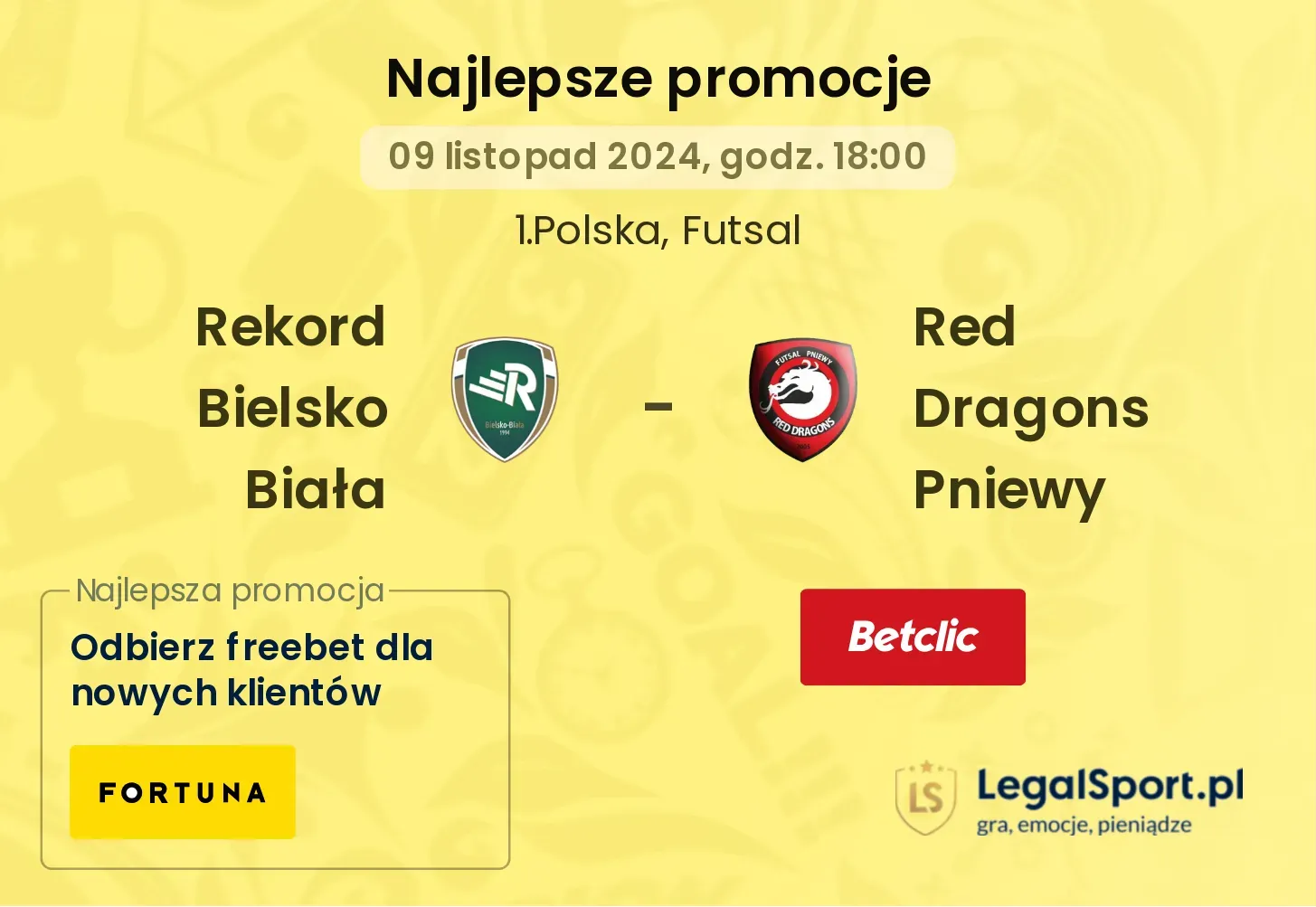 Rekord Bielsko Biała - Red Dragons Pniewy promocje bonusy na mecz