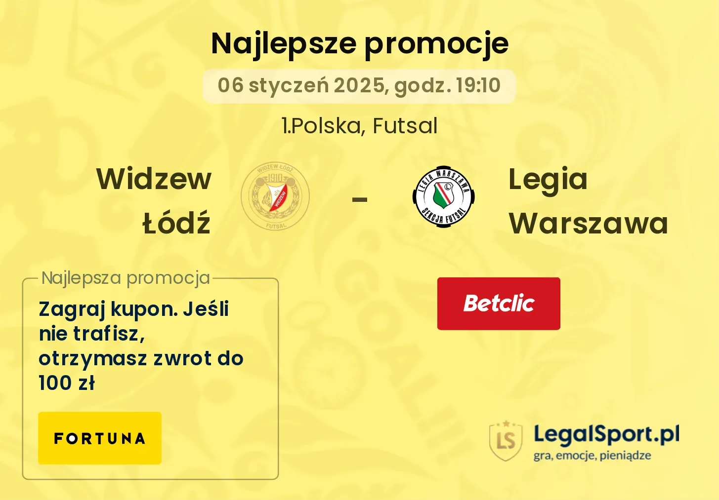 Widzew Łódź - Legia Warszawa promocje bonusy na mecz