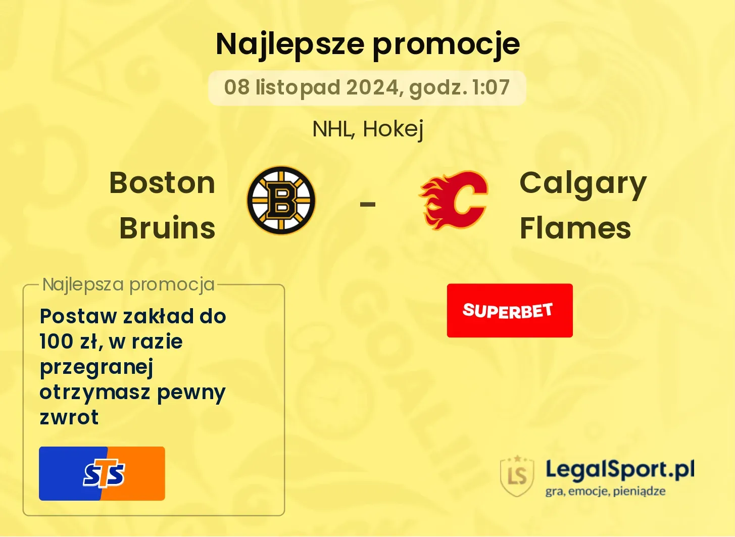 Boston Bruins - Calgary Flames promocje bonusy na mecz